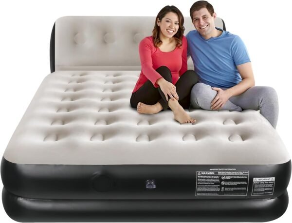 EKEPE Materasso Gonfiabile Matrimoniale con Schienale, 202x152x45cm Letto Gonfiabile con Pompa, Materasso ad aria，Materasso gonfiabile per campeggio e letto per ospiti - Grigio  Amazon.it