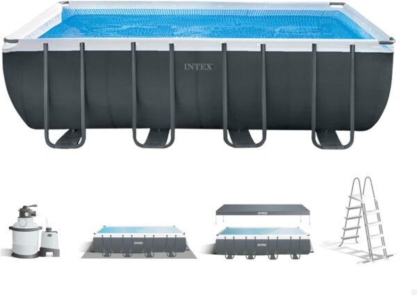 Intex 26356NP – Piscina Fuori Terra Ultra XTR Frame Rettangolare, Pompa Filtro 5700 L/h, Scaletta, Telo Base e Copertura, 17203 L, Acciaio e PVC, Grigio, 549x274x132 cm  Amazon.it: Giardino e giardinaggio